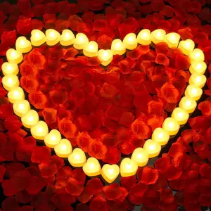 3000Pcs Rose Petals with 36Pcs LED Tea Lights Candles, Romantic Rose Petals Set for Her, Romantic Decorations for Special Night, Valentine's Day, Wedding, Anniversary Decorations