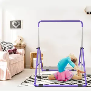 Adjustable Height Gymnastic Bars for Kids - Folding Training Kip Bar - Junior Expandable Horizontal Monkey Bar for Home