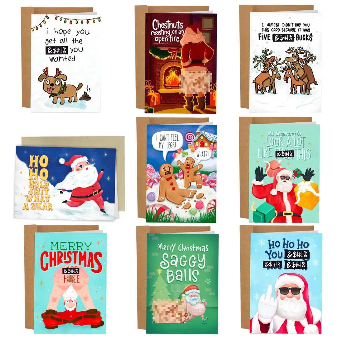 Sleazy Greetings - Worst Christmas Greeting Cards Ever - Gag Christmas Cards - Funny Christmas Cards