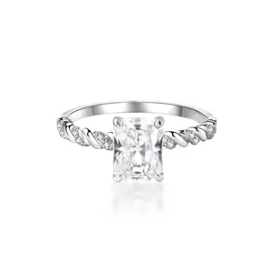 3ct Solitaire Twist Band Ring Radiant Synthetic Moissanite Ring Band In 925 Sterling Silver Christmas Mother's Day Gift