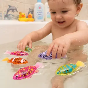 【Summer Fish】4PCS Children's Bath Toys Swimming Robot Fish Bath Toys – Water Activated LED Light-Up Fish for Kids, Sensory Floating Water Toys for Bath, Pool & Summer Fun kid must have swimming fish