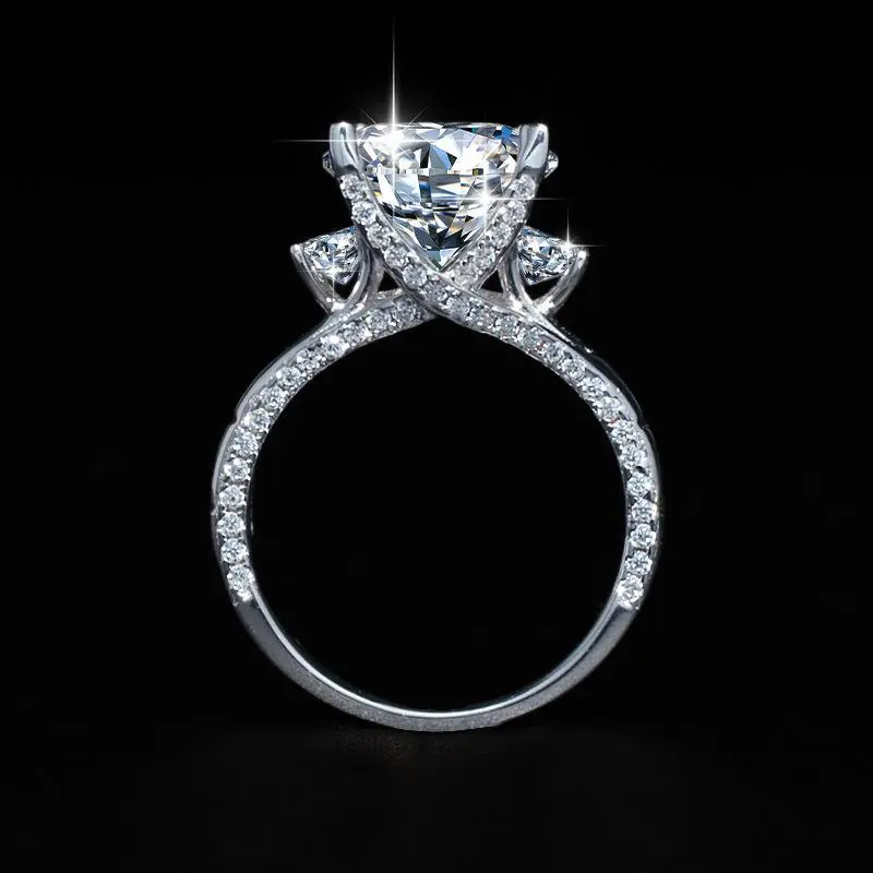 (Aurora 5CT ) 925 Sterling Silver Synthetic Moissanite Ring