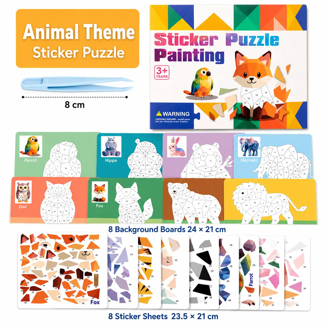 Digital Geometric Puzzle Painting Set - Office Stationery Hand-Painted Labels & Stickers, Early Education Toy for Kindergarten Children That Enhances Intelligence, Fosters Creativity, Boosts Cognitive Skills, Learning Toys, Office Labels book