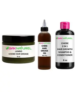BUNDLE CHEBE HAIR GREASE & OIL Rosemary Fenugreek Hair Growth oil - Long Hair - Thick Hair -  Hair Growth - Indian Ayurverdic Hair growth oil - Rosemary Hair Oil - Hibiscus Hair growth oil - Chebe Hair Growth Oil Organic - Herbal Haircare Peppermint