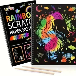 Rainbow Scratch Paper Art Set,Stuffing Easter Gifts for Kids,Scratch Paper Art Crafts Back to School Classroom Teacher Supplies Easter Basket Stuffers Game Party Favors Activities Toys for Boy Teen Girls Ages 3-12 Years Old