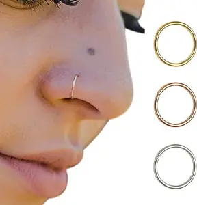 Solid 14k Gold Nose Ring | 14k Gold, Rose Gold & White Gold Hoop | 20g Septum & Nose Piercing Hoop | Handmade Minimalist Jewelry