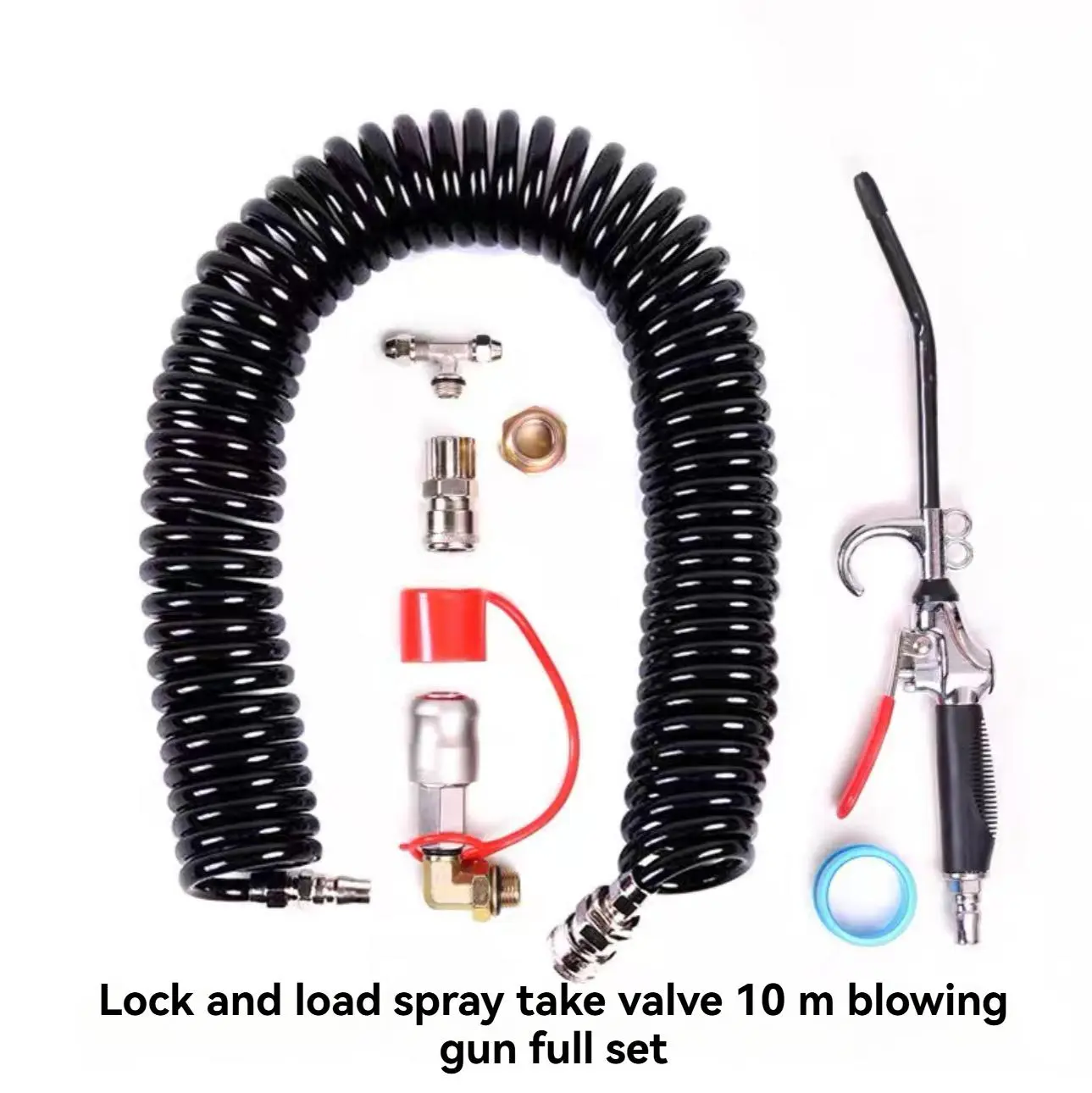 Metal Trucker Air Blow Gun Full Kit with 10m Hose, Air Take Valve, Adapters, Anti-Drop Quick Plugs & Powerful Steady Airflow for Cleaning Truck Interior