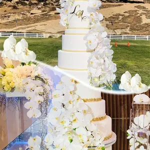 9/18pcs Artificial Butterfly Orchid Cake Decorations, 3D Realistic Flower Head Ornament, DIY Cake Decoration for Birthday Wedding, Wedding Cake Topper