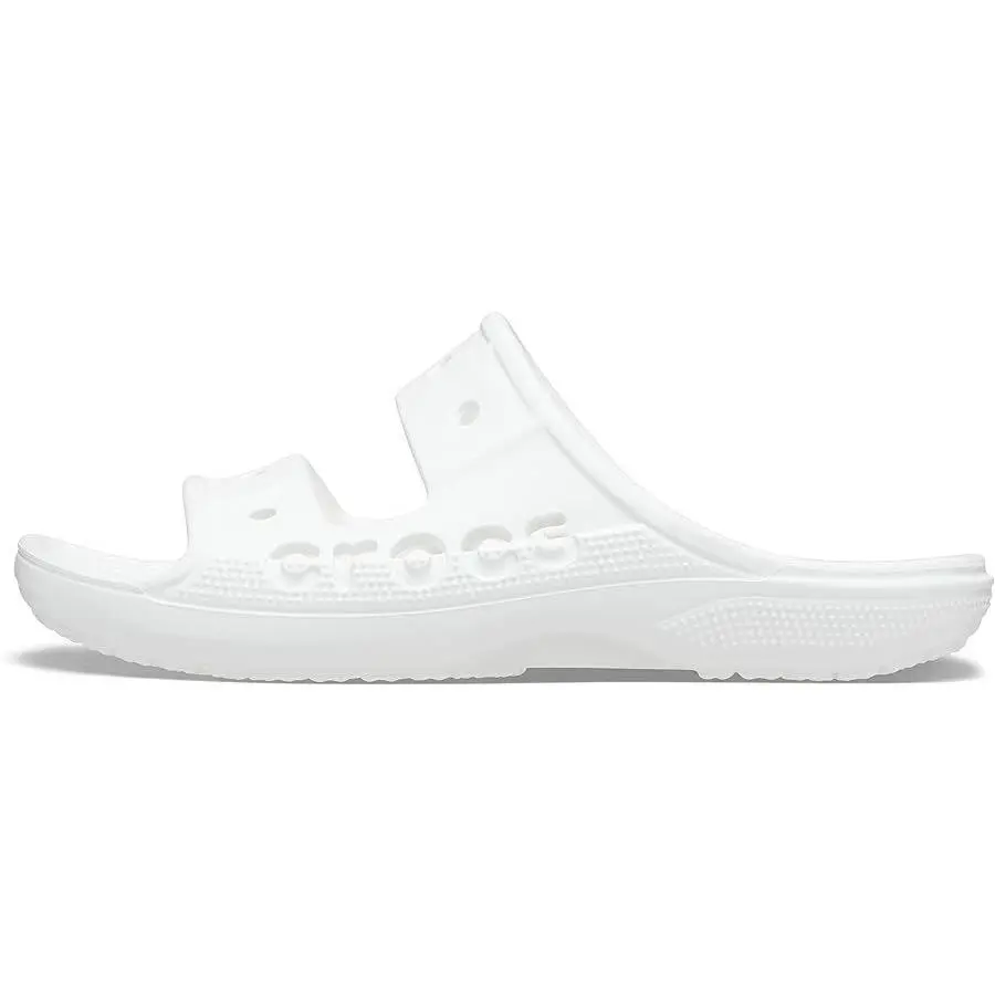 Crocs Unisex Classic Basic Casual Flat Sandals - Soft Slide Footwear, 2-Strap Design, White 207627-100