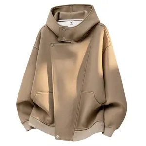 Heavy solid color white flower gray hooded turtleneck irregular structure button-up cardigan jacket sweater jacket, hooded sweater men's autumn fashion trend design sense couple cardigan sweater, men's casual long-sleeved hooded pullover sweater, youth ho