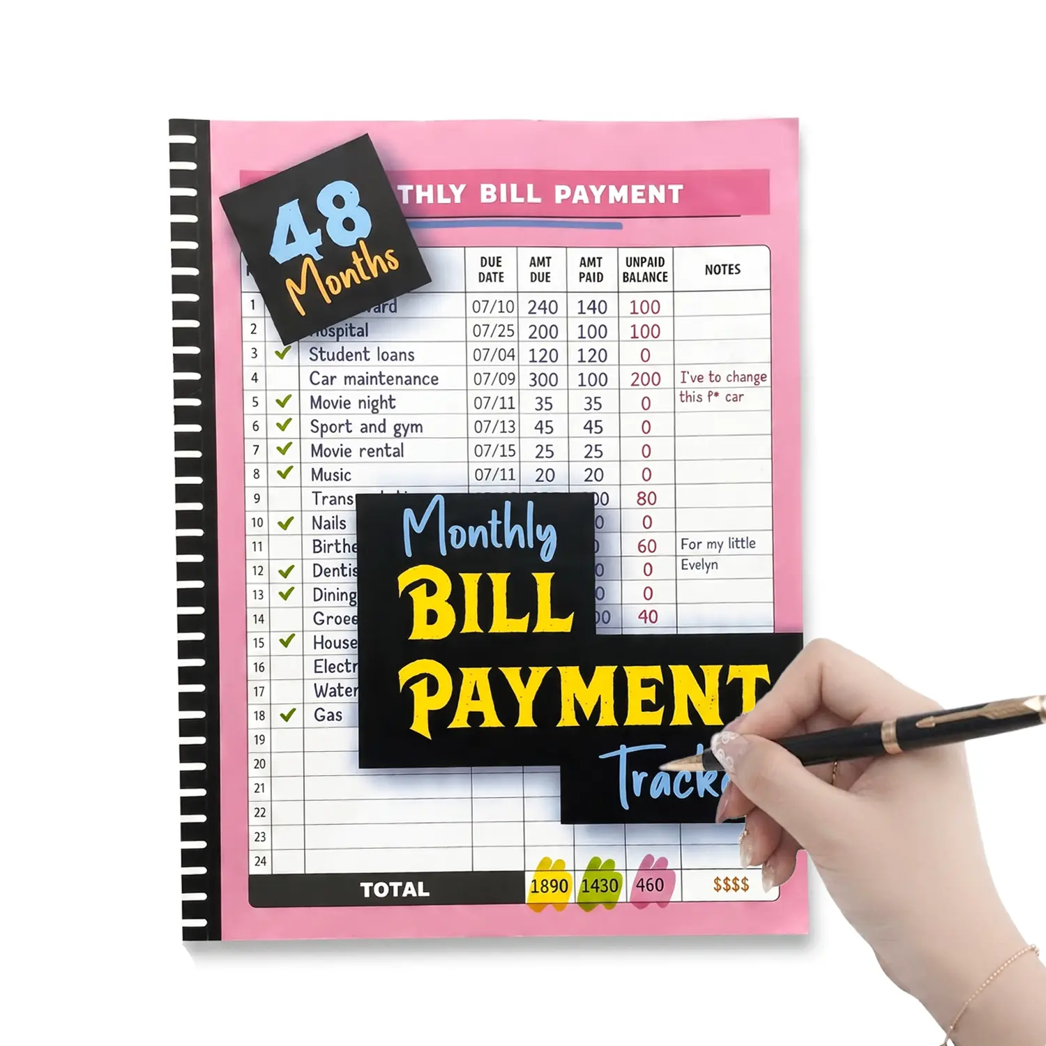 Bill Payment Tracker & Budget Planner Notebook – 4-Year / 48-Month Financial Organizer with 960 Records for Expense Tracking, Debt Payoff, Bank Accounts, Monthly Bill Checklist, Money Management for Families, Personal & Household Finance, Daily Planner