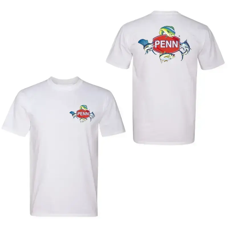 Men's Saltwater Fish Graphic T-Shirt, Oversized Cotton Short Sleeve Top with a Loose Fit, Dual-Sided Angling Print, Tshirt, Aesthetic, Streetwear, Baggy, Hem, Shortsleeve, Breathable
