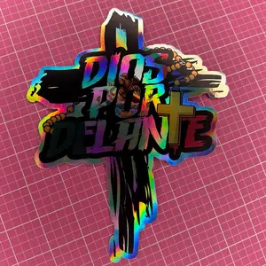 Sticker para Carros Dios Por Delante - Colorful Vinyl Decal with Bold Text Design