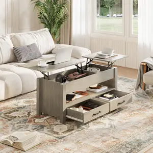 Summervibes Flash sale home items 47.2" Coffee Table with Storage, Multi-Function Lift Top Coffee Table with Wooden Lift Tabletop, 2 Drawers and Hidden Compartment, Central Table for Living Room Home Office