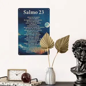 Psalm 23 Metal Sign, Spanish "Salmo 23" Christian Wall Art, Night Sky Mountain Decor
