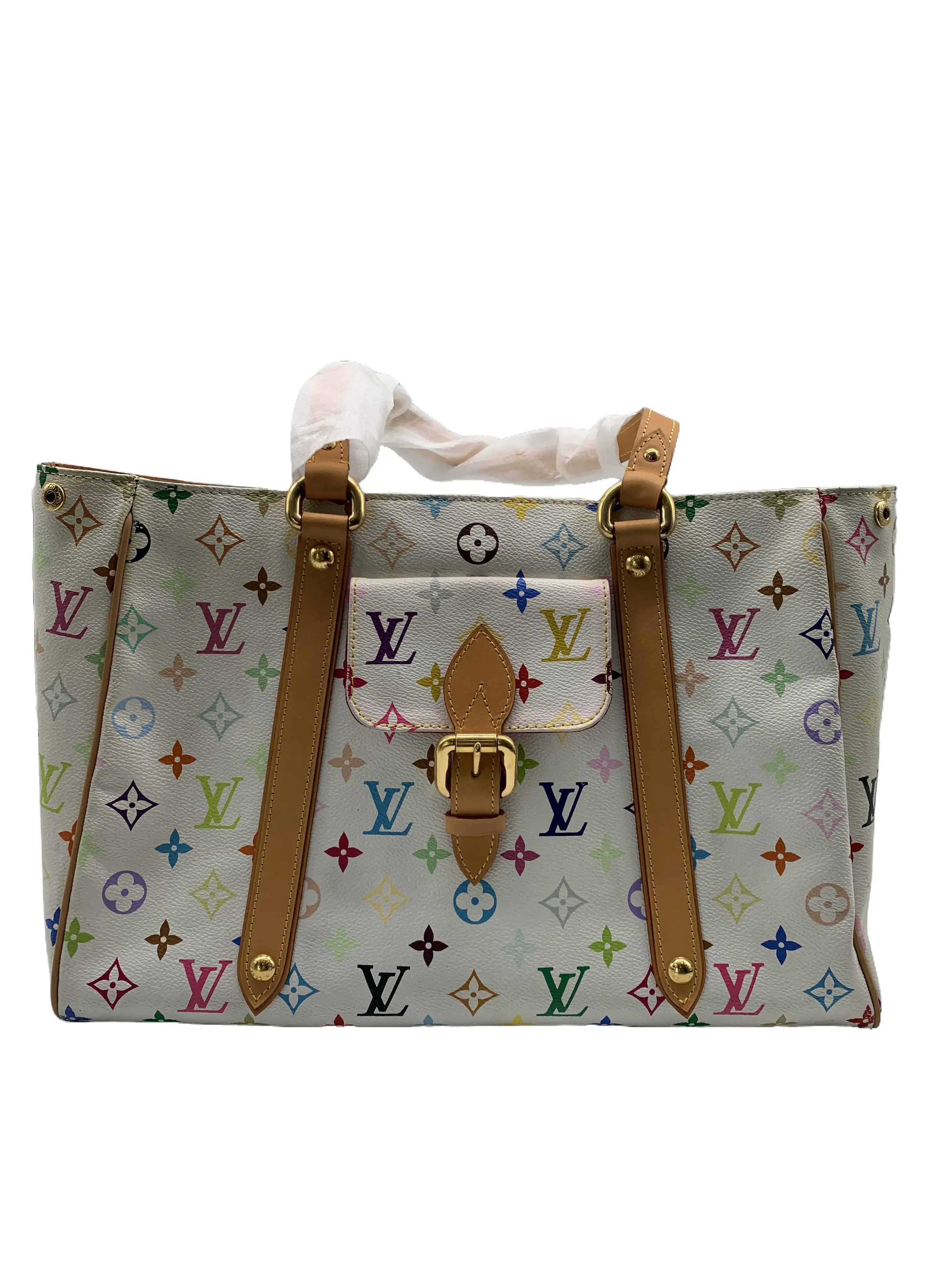 Pre-owned Louis Vuitton White Multicolore Monogram Tote Handbag/FYWJ07201406/1406