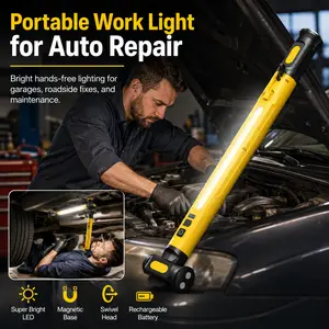 Work Light Bar (5 Light Modes), 3000LM LED Magnetic Light Bar with Hooks, 5200mAh Cordless Rechargeable Hood Light, Single Pack, Ideal for Mechanic, Car Repair & Garage Use Led Flashlight Stick High Lumen Brightness