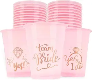 Bachelorette Party Team Bride Cups - 25 Bridal Shower Decorations - Mega Party Pack of Team Bride, & She Said Yes Pink and Gold Cups For Weddings and Bridal Showers