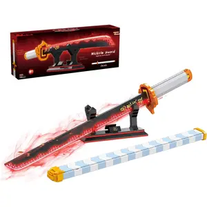 Anime Sword Building Set 790 Pieces, Black Katana Model with Blue Scabbard & Stand, Japanese Samurai Cosplay Prop, Demon Hunter Style Construction Toy, Compatible Brick Gift for Teens & Adults, 27in collection gift birthday