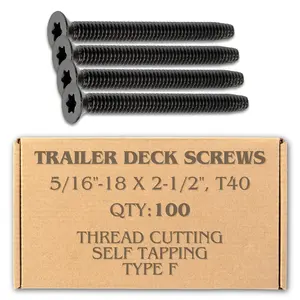 100 count Trailer Deck Screws Self Tapping 2-1/2 in, 5/16-18 Thread, Flathead T40 Torx  to Metal Self Tapping Deck Screws for a Trailer