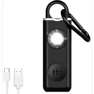 130dB Rechargeable Personal Safety Alarm Keychain - Loud Panic Siren with LED Flashlight, Carabiner Clip, Low Battery Alert, USB-C Charging, Weatherproof Self Defense Alarm for Women, Kids, Elderly