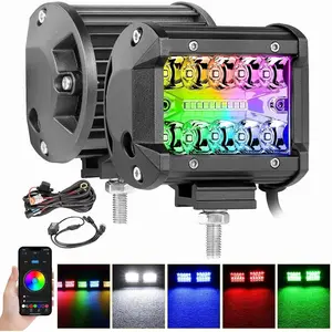 4 Inch RGB Pod Lights, 2 count 4" RGB LED Light Bar Color Chasing Light Pods Multi-Color Lights for   Pickup UTV Polaris RZR   Pit  Dirt