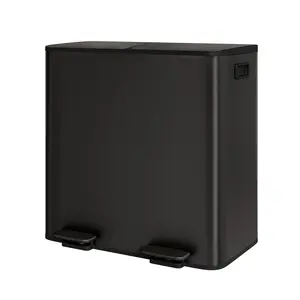 Dual Compartment Kitchen Trash Can – 16 Gallon (2 x 8 Gallon) – Stainless Steel Step-On Garbage Bin with Soft-Close Lids, Removable Inner Buckets – Ideal for Waste Separation in Home, Office, or Apartment