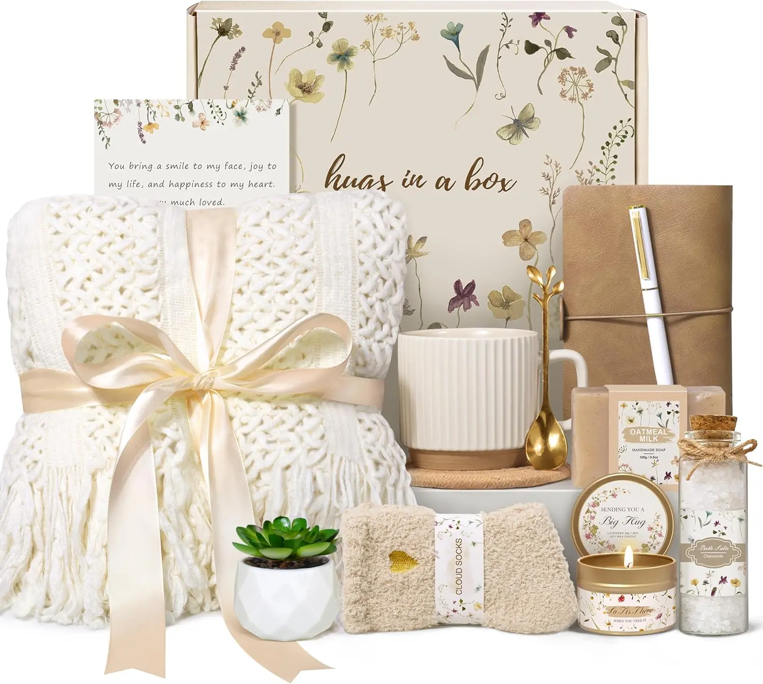 Lepiche Ivory Self-Care Gift Box - Women's Inspirational Hug Basket for Birthday, Get Well Soon Gifting (Home & Festive Party Supplies)