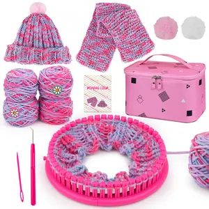 Beginner Hat Scarf Loom Kits for Kids - Knitting DIY Craft for Girls Teens Adults, Birthday Christmas Gifts with Storage Bags Yarns Hook Needle