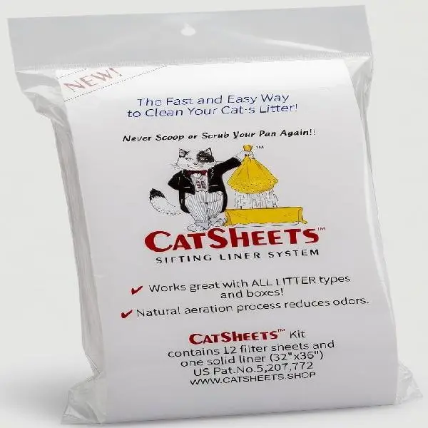CatSheets Sifting Cat Litter Box Liners | 12 Sifting Disposable Liner with 1 Base for Litter Box Setup - Tear Resistant, Odor-Control & Removable Liner - Fits Standard & Jumbo Boxe - Mess Free Pet Cleaning System for Multi-Cat Clumping & All Litter Types