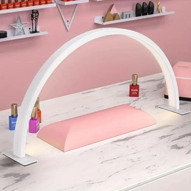 USB-Powered LED Nail Desk Lamp, Half-Moon Design with Button Control, Dimmable Lighting for Nail Art, Eyelash Extensions & Skin Care