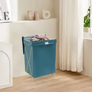 Laundry Basket, Dirty Clothes Hamper with Lid, Foldable Clothes Basket, X-Frame Laundry Hamper Sorter with Handles for Laundry Room, Bedroom, Bathroom, Dorm, Home Storage