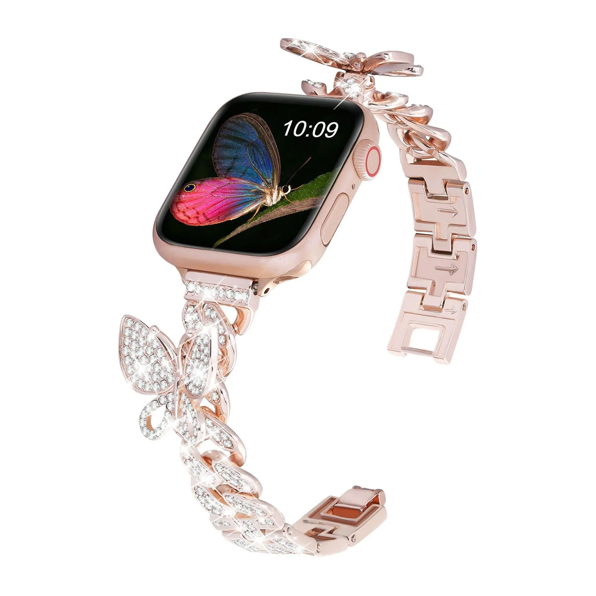 WorryFree Gagdets Apple Watch 44m Metal Band w/  Butterfly