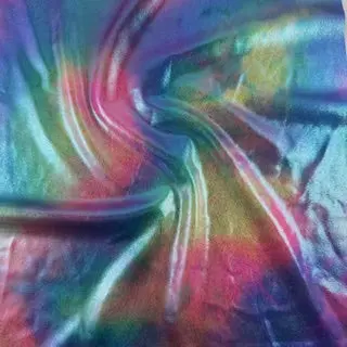 Metallic Foil Tie-Dye Fabric in a Water Ocean Pattern, 4-Way Stretch Nylon Spandex for Cosplay, Dancewear & Swimwear, 58/60" Wide, Lightweight, Sportswear, 36"X60", Cosplay Wear, Foil Finish, Shimmering, Per Yard