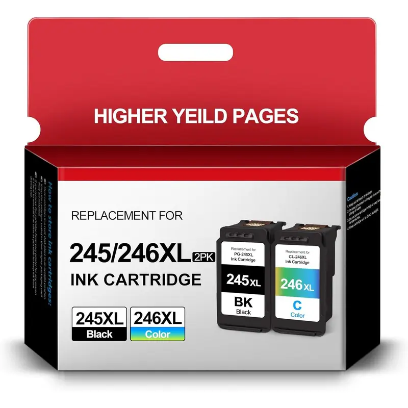 PG-245XL CL-246XL Black/Color Ink Cartridges Replacement for  245XL 246XL Combo Pack for PIXMA TS3322 TR4522 MG2522 MX490 MX492 TR4520 TS3320 TS3300 TR4500 MG2500 Printer (1 Black 1 Tri-Color)
