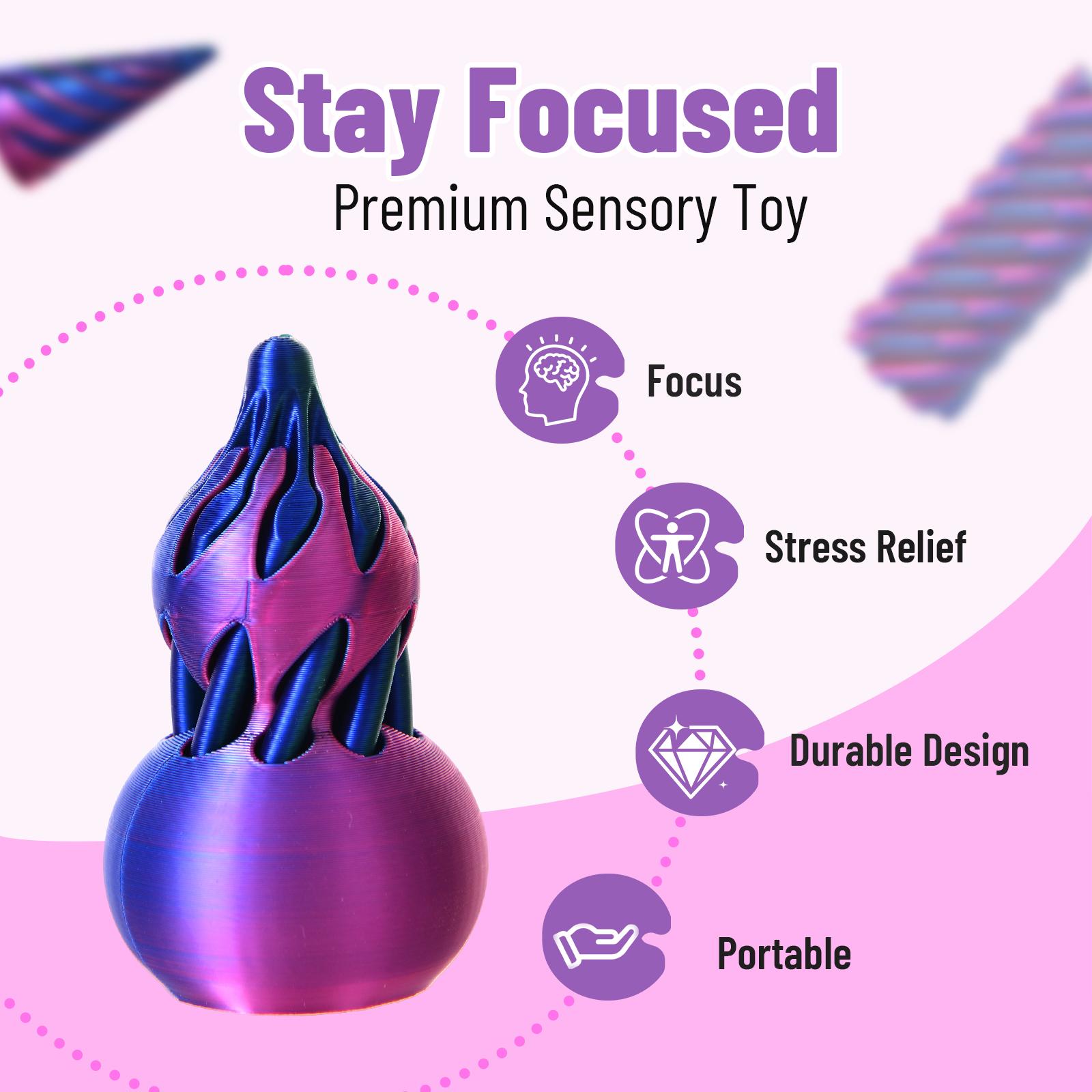 6 Pack Spiral Cone Fidget Toys 3D Printed Spiral Fidget Toys Impossible Cone 3D Printed Fidgets Impossible Pyramid Passthrough 3D Printed Toys for Adults & Kids for Anxiety Relaxing