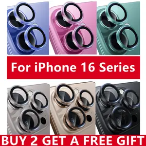 Metal Ring Tempered Glass Camera Lens Protector For iPhone 16 Pro Max/16 Pro/16 Plus/16