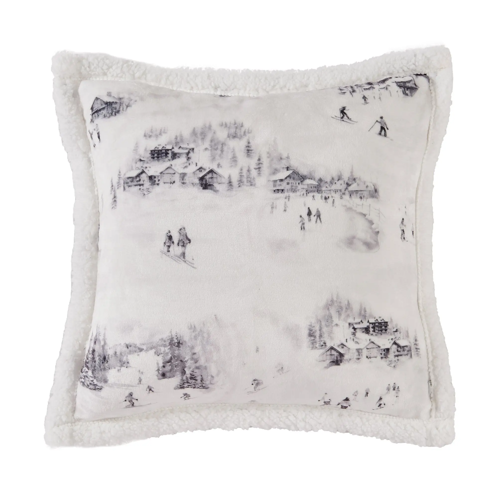 Ski Life Campfire Sherpa Pillow