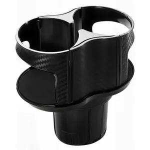 Dual Cup Holder for Cars, 2-in-1 Extra Cup Holder Insert, with Expandable Base, Multi-Functional Expander Adapter, with Elastic Opening and Closing Cup Mouth, Adjustable Stand Suitable for Bottles with Diameters from 2.1inch to 2.9inch
