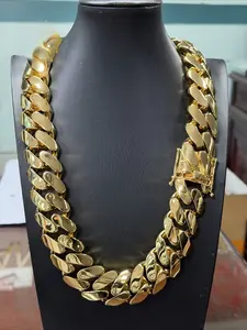 20mm Zuanfa Hip-Hop Jewelry 18k Gold-Plated Large Miami Cuban Chain Brass Cuban Men's Cuban Chain, Easter and Thanksgiving Gift for Men and Women, a Great Gift Choice, Suitable for Wearing on High-End Occasions