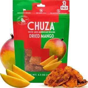 CHUZA Spicy Dried Mango Slices, Mexican Snacks Chili Mango Dried Fruit, Spicy Mexican Candy for Adults and Children, Natural Dried Mango - 2 Pack