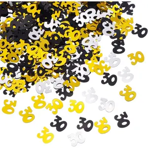 Number 30 Glitter Confetti for 30th Birthday Anniversary Party Supplies Table Decoration, 1.76 Ounce ( Black and )