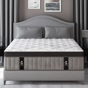 12"14" Twin Full Queen King Size Mattress in a Box Hybrid Spring Gel Memory Foam,  Euro Top Medium Firm Ergonomic Mattresses for Motion Isolation, Edge Support, 100 Night Trial