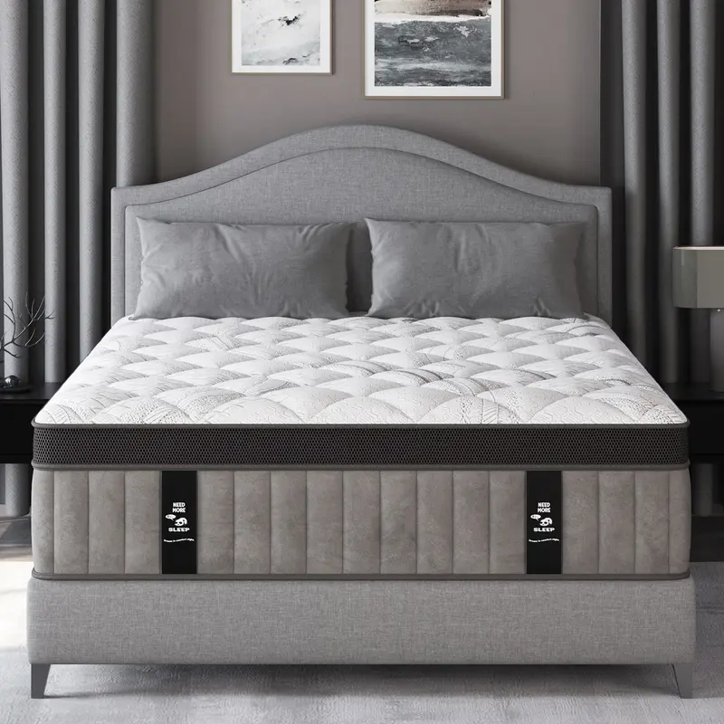 12"14" Twin Full Queen King Size Mattress in a Box Hybrid Spring Gel Memory Foam,  Euro Top Medium Firm Ergonomic Mattresses for Motion Isolation, Edge Support, 100 Night Trial