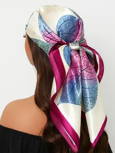 Women's Travel Shawl Fashionable 90x90cm Square Scarf, Neck Scarf, All-Season Luxury Printed Silk Headscarf, New Arrival 35.4 Inch