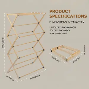 Folding Bamboo Clothes Drying Rack