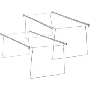 Heavy Duty Steel Letter Size Hanging File Frames with Adjustable 23"-27" Rails, 2-Pack Gray Converts Drawers to Hanging Folder Storage for Office Home Classroom Organization
