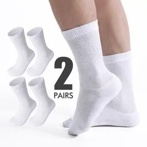 Diabetic Ankle Socks, Non-Binding Bamboo Fiber, Unisex, 2-Pack, Loose Fit Cotton Man  Breathable Compression socks Plain Menswear Beige