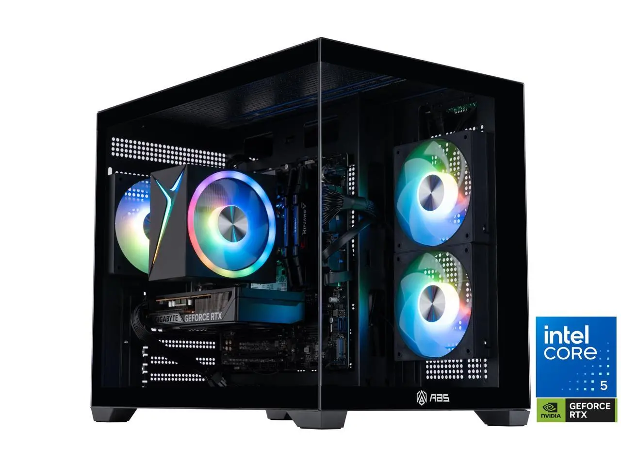 ABS Flux II Aqua Prebuilt Gaming PC - Windows 11 - Intel Core 5 120 - GeForce RTX 5060 8GB - DLSS 4 - 32GB DDR4 - 1TB NVMe SSD
