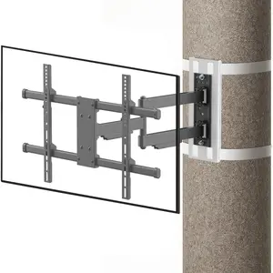 CONDOMOUNTS CLMTVA1064 Full Motion Pillar TV Mount Strap-On No Drill Design for Large Pillars 8–48" Diameter Fits 37–80 Inch Flat & Curved TVs Heavy Duty 110 lbs Capacity Tilt Swivel Extend Modern